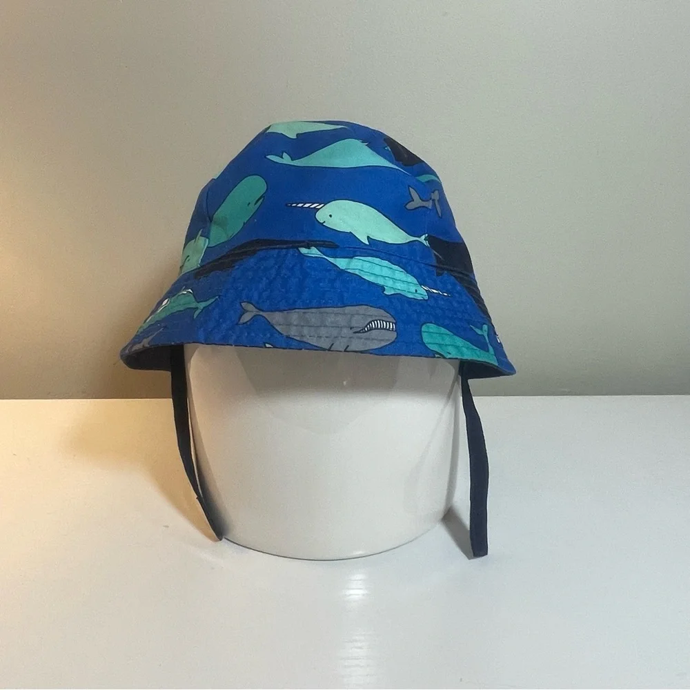Cat & Jack Blue Whales Baby Sun Hat w/Chin Strap Size 12-18 … - Picture 5 of 7
